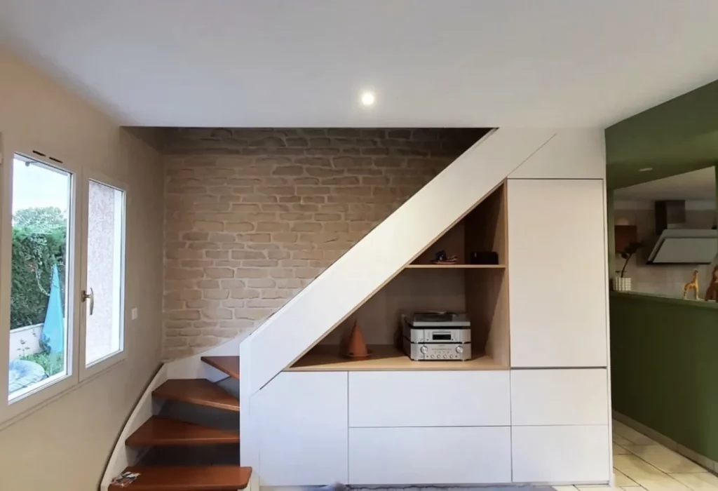 Garde-corps design, sur mesure et original de couleur blanche dans maison à Lyon 3